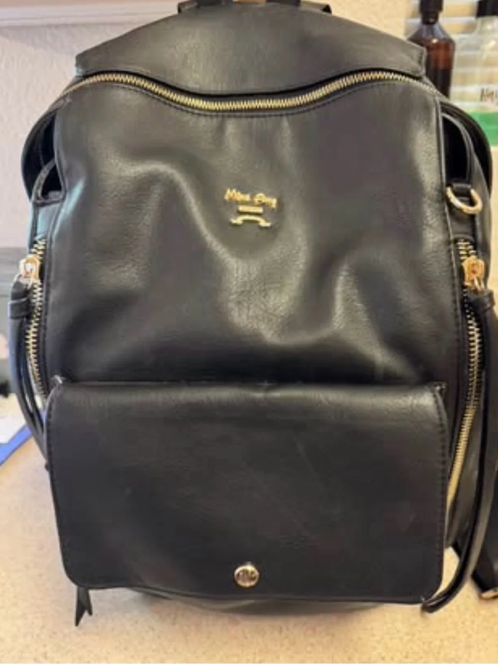 Leather diaper bag backpack